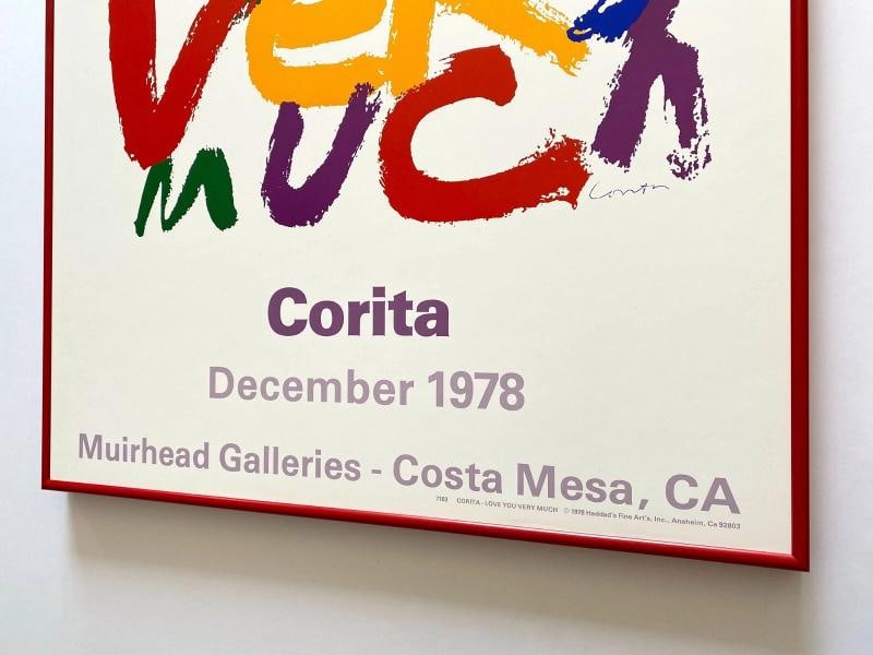 CORITA KENT RARE 1978 "I LOVE U VERY MUCH" MCM LITHO PRINT FRAMED POP ART POSTER - 12