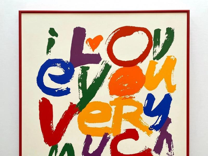 CORITA KENT RARE 1978 "I LOVE U VERY MUCH" MCM LITHO PRINT FRAMED POP ART POSTER - 2