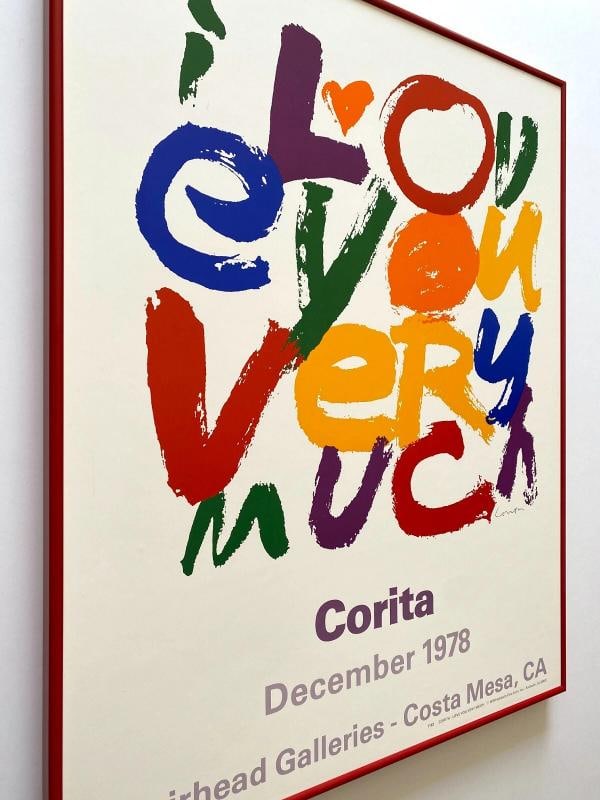 CORITA KENT RARE 1978 "I LOVE U VERY MUCH" MCM LITHO PRINT FRAMED POP ART POSTER - 6