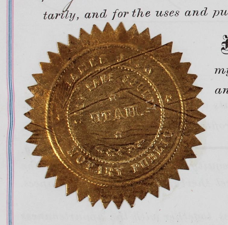 Brigham Young Authentic Signed 7.5x14.5 1873 Land Deed Document BAS - 5