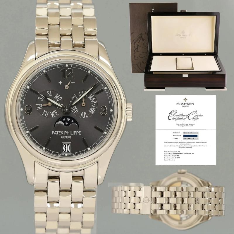 MINT PAPERS Patek Philippe 5146G White Gold Annual Calendar 39mm Grey Moon Watch (1 of 8)