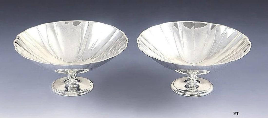 c1907-1947 Lovely Pair TIffany & Co Sterling Silver Fluted Bowls (1 of 7)