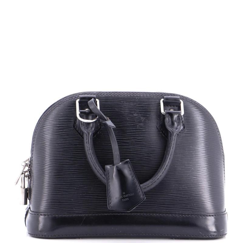 Louis Vuitton Alma Handbag Epi Leather BB: Condition: Pre-owned - Fair,Brand: Louis Vuitton,Exterior Material: Leather,Style: Top Handle,Exterior Color: Black,Department: Women,Size: Bb,Accessories: Lock, Clochette, Keys