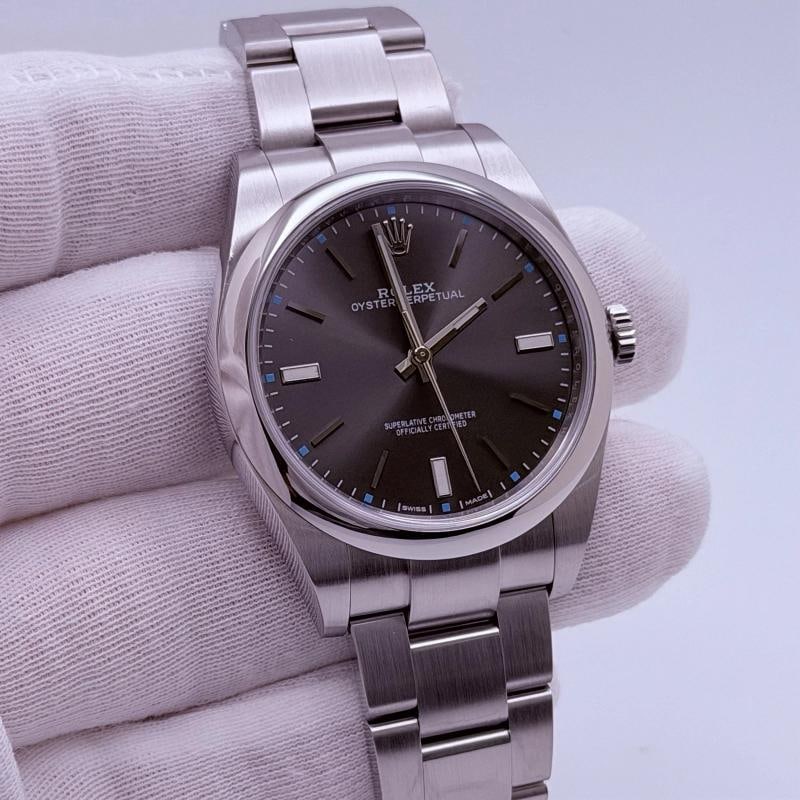 Rolex Oyster Perpetual 39 114300 39mm Dark Rhodium Dial Stainless Steel Box Tags - 2