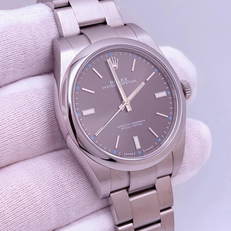 Rolex Oyster Perpetual 39 114300 39mm Dark Rhodium Dial Stainless Steel Box Tags - 9