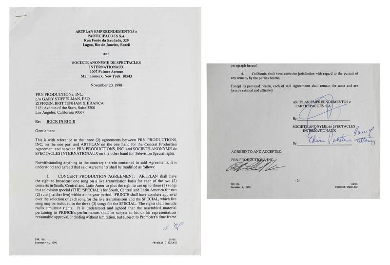 Prince Signed 8.5x11 1991 Rock In Rio II Concert Festival Contract JSA: Original/Reproduction: Original,Industry: Music,PRODUCT_COA: JSA,PRODUCT_SIGNED_BY_NAME: Prince,Country of Origin: United States