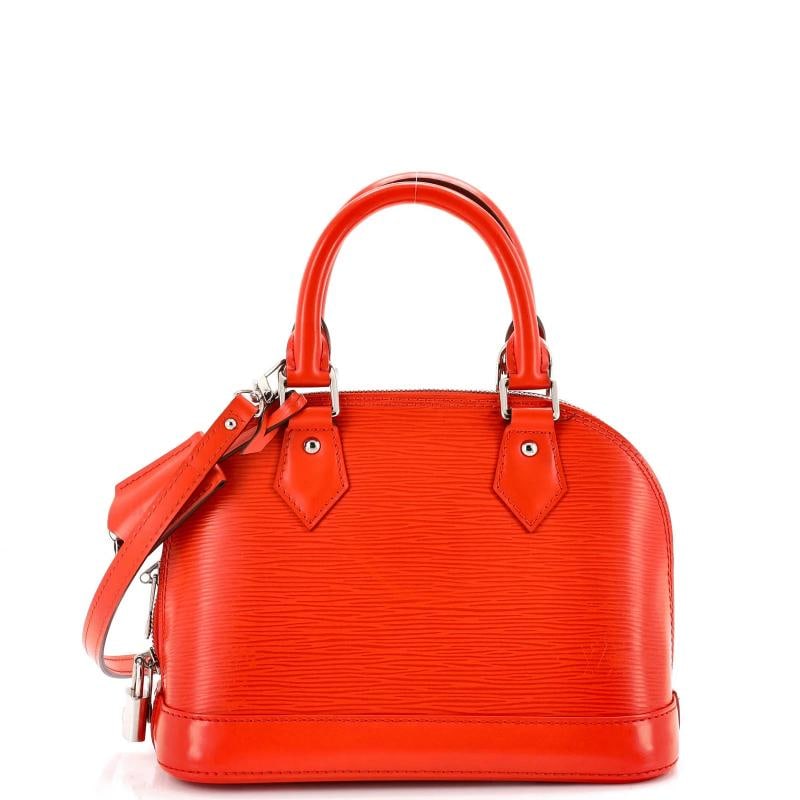 Louis Vuitton Alma Handbag Epi Leather BB: Condition: Pre-owned - Good,Brand: Louis Vuitton,Exterior Material: Leather,Style: Top Handle,Exterior Color: Orange,Department: Women,Size: Bb,Accessories: Clochette, Keys, Lock, With Strap