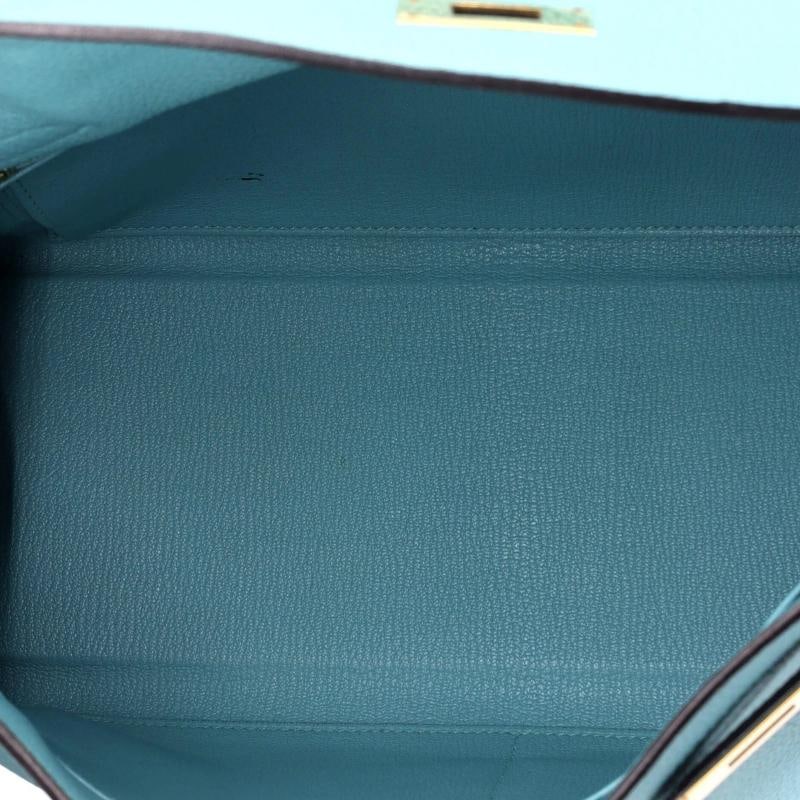 Hermes Kelly Handbag Blue Togo with Gold Hardware 32 - 6
