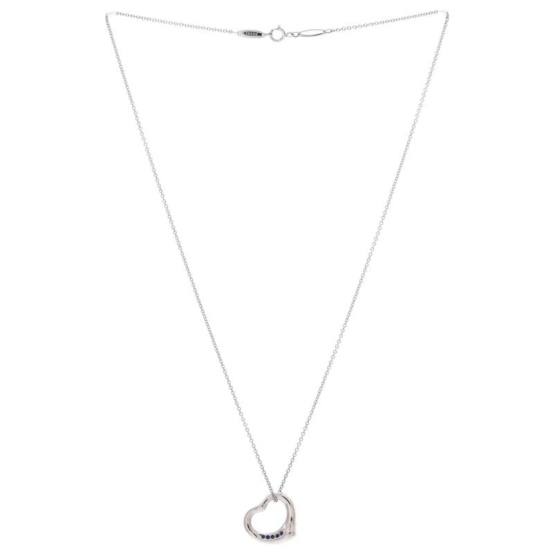 Tiffany & Co. Elsa Peretti Open Heart 5 Sapphires Pendant Necklace Platinum - 2