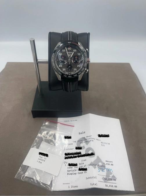 TAG Heuer Carrera Chronograph x Porsche SE Mens Watch CBN2A1F.FC6492: Condition: Pre-owned - Good,Movement: Mechanical (Automatic),Year Manufactured: 2024,With Papers: No,Reference Number: CBN2A1F.FC6492,Brand: TAG Heuer,Type: Wristwatch,Department: Men,Band Material: L