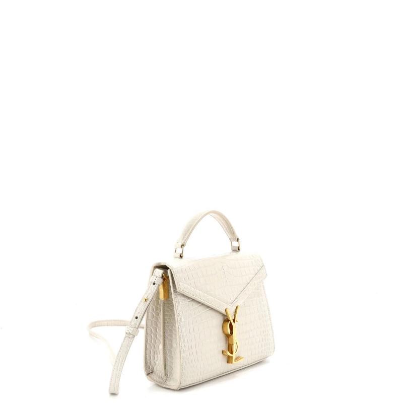 Saint Laurent Cassandra Top Handle Bag Crocodile Embossed Leather Mini - 2