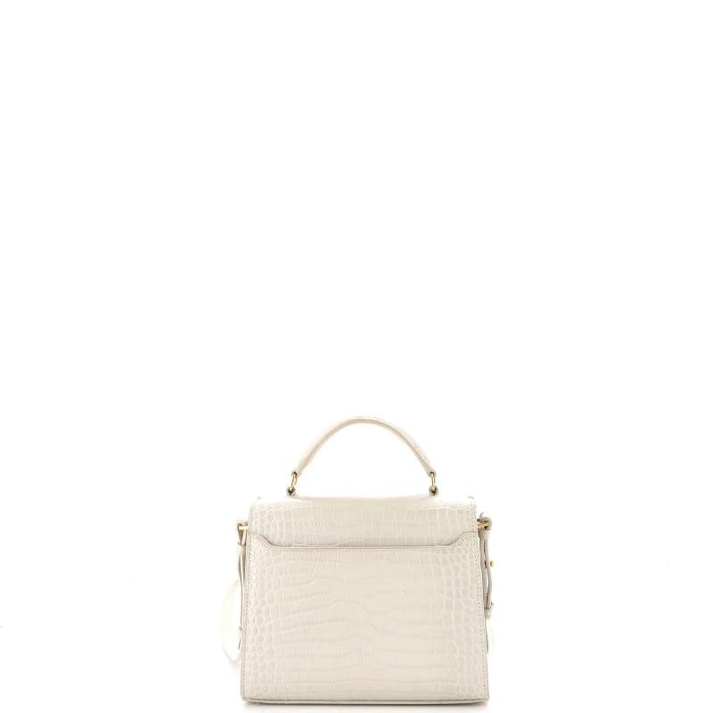 Saint Laurent Cassandra Top Handle Bag Crocodile Embossed Leather Mini - 3