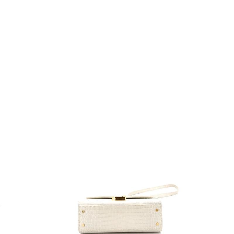 Saint Laurent Cassandra Top Handle Bag Crocodile Embossed Leather Mini - 4