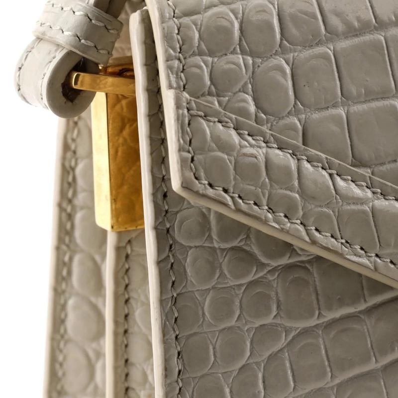 Saint Laurent Cassandra Top Handle Bag Crocodile Embossed Leather Mini - 6