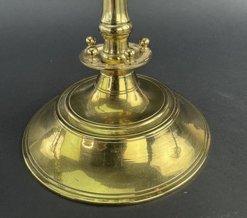 Huge Pair Brass 1800s Sabbath Candelabras 7 Lite - 3