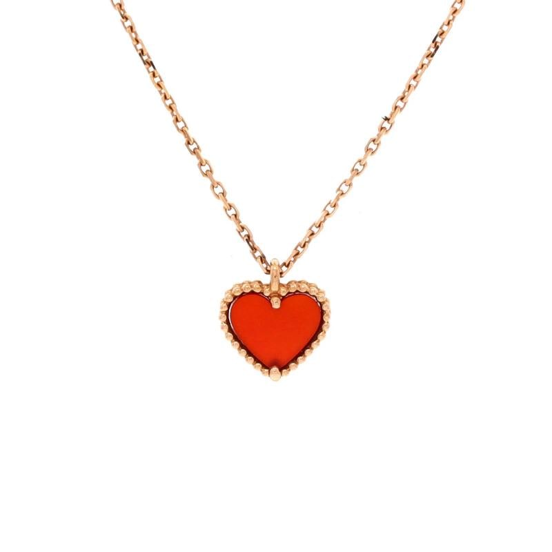 Van Cleef & Arpels Sweet Alhambra Heart Pendant Necklace 18K Rose Gold: Condition: Pre-owned - Good,Brand: Van Cleef & Arpels,Main Stone: Carnelian,Metal: 18K Rose Gold,Metal Purity: 18K,Style: Pendant,Type: Necklace,Color: Rose Gold,Material: 18K Rose Gold, Carnelian