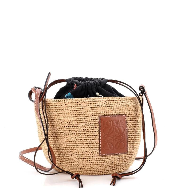 Loewe Paula's Ibiza Pochette Crossbody Bag Woven Raffia and Leather with Printed: Condition: Pre-owned - Excellent,Brand: Loewe,Exterior Material: Leather, Raffia,Style: Cross Body Bags,Exterior Color: Brown,Department: Women,Size: Unknown