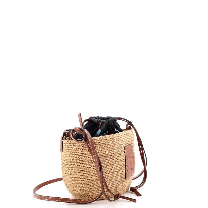Loewe Paula's Ibiza Pochette Crossbody Bag Woven Raffia and Leather with Printed - 2