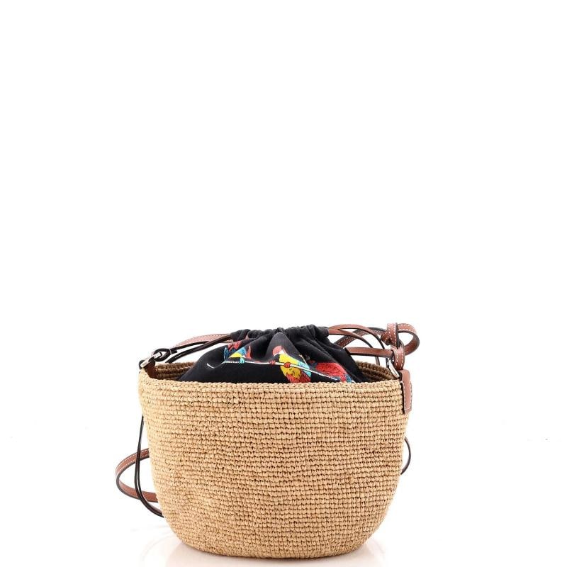 Loewe Paula's Ibiza Pochette Crossbody Bag Woven Raffia and Leather with Printed - 3