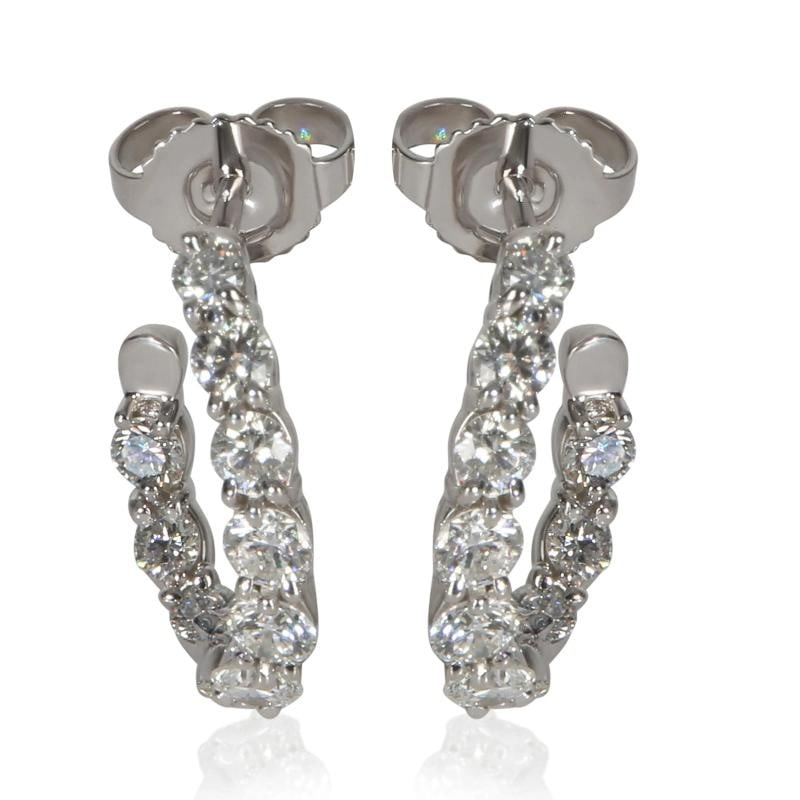 Tiffany & Co. Platinum Diamond Inside-Out Hoop Earrings: Condition: Pre-owned - Good,Shape: Round Brilliant,Item Length: 17 mm,With Original Box/Packaging: Yes,With Papers: Yes,Side Stone Type: Diamond,Side Stone Weight (cts): 1.10,Metal Purity: 950,Gross