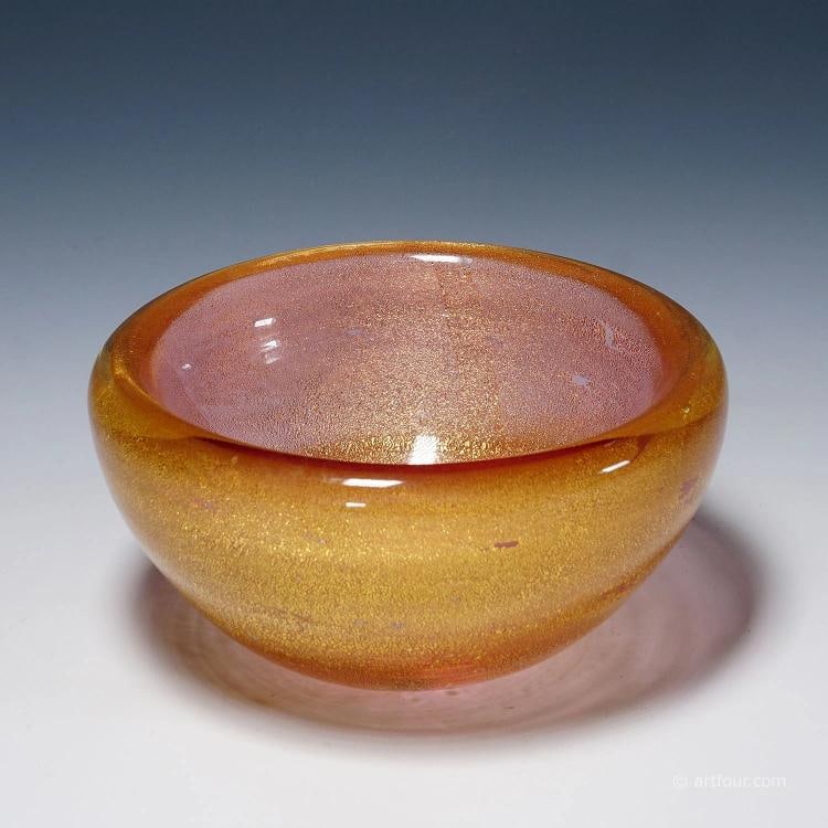 Seguso Sommerso Bowl with Gold Powder Murano ca. 1950s: Condition: Used,Brand: ArtGlass,Material: Glass,Type: Art Glass,Handmade: Yes,Vintage: Yes,Country of Origin: Italy