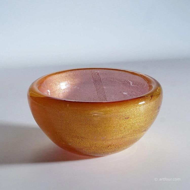 Seguso Sommerso Bowl with Gold Powder Murano ca. 1950s - 2