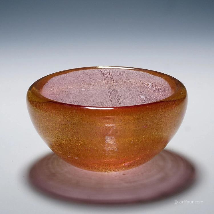 Seguso Sommerso Bowl with Gold Powder Murano ca. 1950s - 3