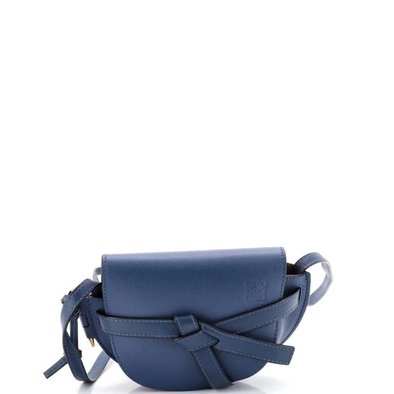 Loewe Gate Shoulder Bag Leather Mini: Condition: Pre-owned - Excellent,Brand: Loewe,Exterior Material: Leather,Style: Cross Body Bags,Exterior Color: Blue,Department: Women,Size: Mini