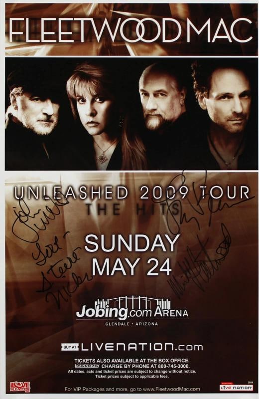 Fleetwood Mac (4) Nicks, Fleetwood, McVie +1 Signed 11x17 2009 Tour Poster JSA (1 of 4)