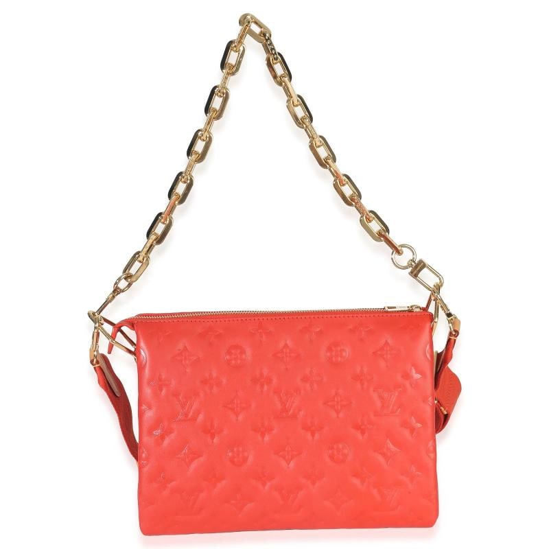 Louis Vuitton Red Monogram Embossed Lambskin Coussin PM - 3