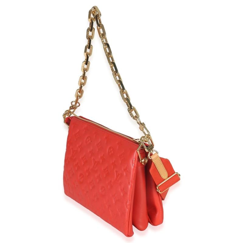 Louis Vuitton Red Monogram Embossed Lambskin Coussin PM - 4