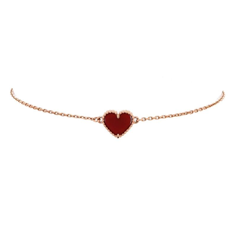 Van Cleef & Arpels Sweet Alhambra Heart Bracelet 18K Rose Gold with Carnelian: Condition: Pre-owned - Good,Brand: Van Cleef & Arpels,Main Stone: Carnelian,Metal: 18K Rose Gold,Metal Purity: 18K,Style: Bracelet,Type: Bracelet,Color: Rose Gold,Material: 18K Rose Gold, Carnelian