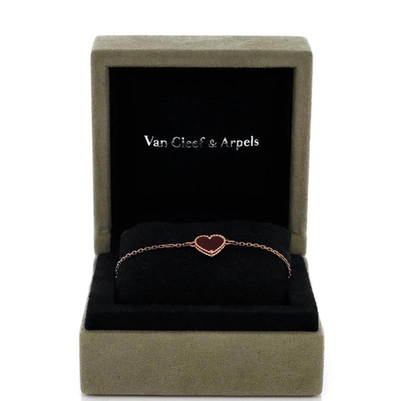 Van Cleef & Arpels Sweet Alhambra Heart Bracelet 18K Rose Gold with Carnelian - 2