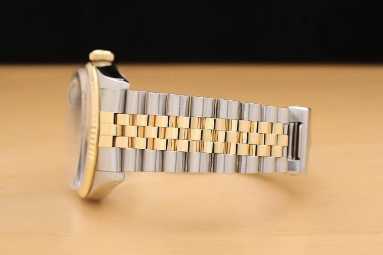 ROLEX MENS DATEJUST 16013 AQUA BLUE DIAL 18K YELLOW GOLD STAINLESS STEEL WATCH - 5