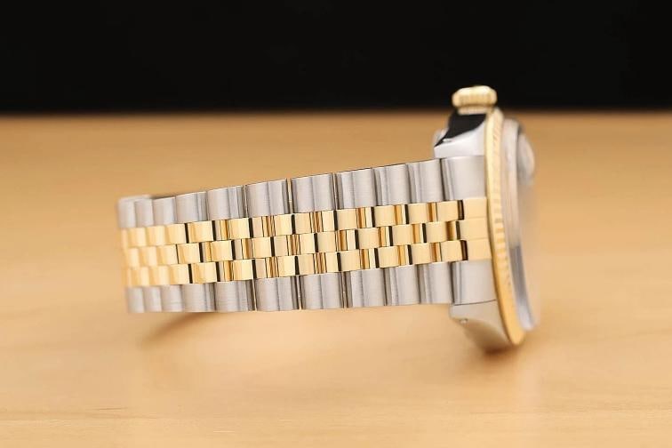 ROLEX MENS DATEJUST 16013 AQUA BLUE DIAL 18K YELLOW GOLD STAINLESS STEEL WATCH - 8