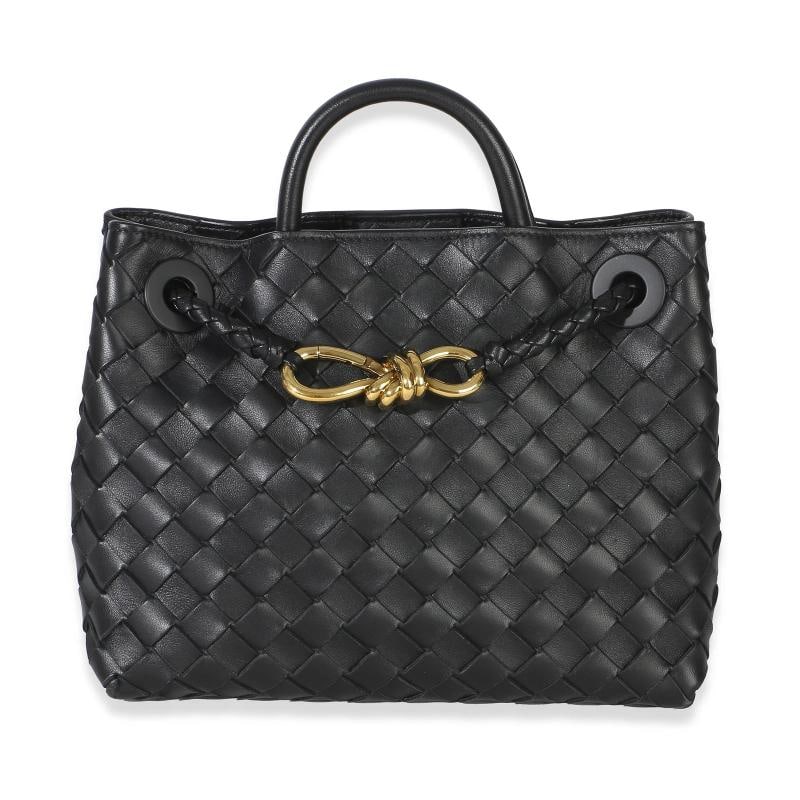 Bottega Veneta Black Nappa Intrecciato Small Andiamo Bag: Condition: Pre-owned - Good,Country of Origin: Italy,Dimensions: 9.25 x 7.5 x 3.5,Handbag Accessories: Dustbag,Bag Width: 9.25 in,Bag Depth: 3.5 in,Bag Height: 7.5 in,Department: Unisex,Style: