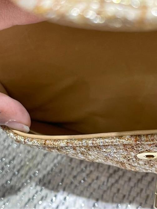 Chanel Vintage Tweed Gold Medium Classic Double Flap w/ GHW - 19