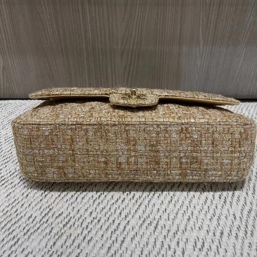 Chanel Vintage Tweed Gold Medium Classic Double Flap w/ GHW - 7