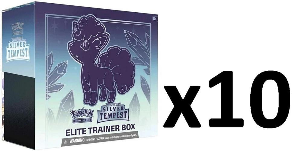 Pokemon English SWSH12 Silver Tempest Elite Trainer Box SEALED CASE! (10 ETBs): Condition: New/Factory Sealed: A brand-new, unused, unopened, undamaged item (including handmade items). ,Card Size: Standard,Set: Silver Tempest,Game: PokÃƒÂ©mon TCG,Configuration
