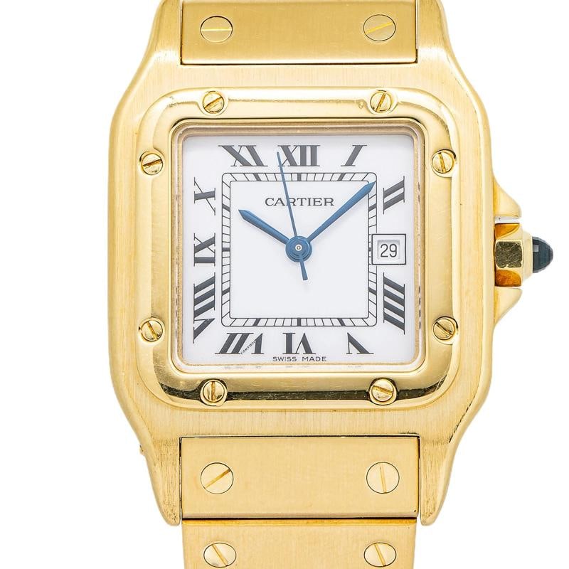 Cartier Santos Carre 2960 W25014B9 Vintage Auto 18K Gold White Dial Watch 29mm - 2
