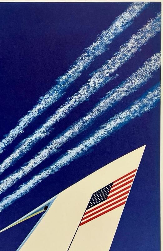 Original Vintage Poster TWA STAR STREAM JET Airline Travel 15.6" x 25.2" LINEN - 3