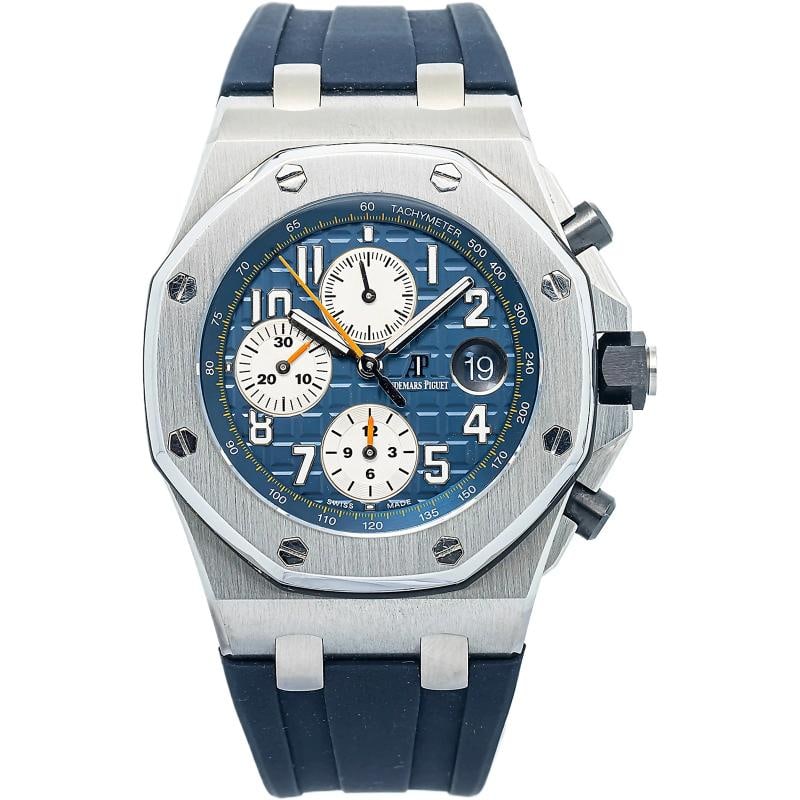 Audemars Piguet Royal Oak Offshore 26470ST SS Blue Dial Auto Men Watch 42mm: Condition: Pre-owned - Good: This item has been gently used but is in good condition. It might have a few signs of wear, like light scratches or tarnishing.. ,Brand: Audemars Piguet,REFERENCE: 26470ST