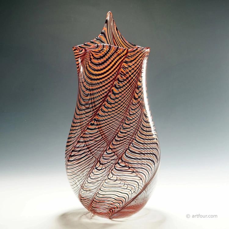 Large Art Glass Vase by Luca Vidal, Murano: Condition: Used,Brand: ArtGlass,Type: Vase,Country of Origin: Italy width: 9.45 inches height: 20.87 inches depth: 6.69 inches A large art glass vase handmade by glass master Gianluca Vidal early 2000