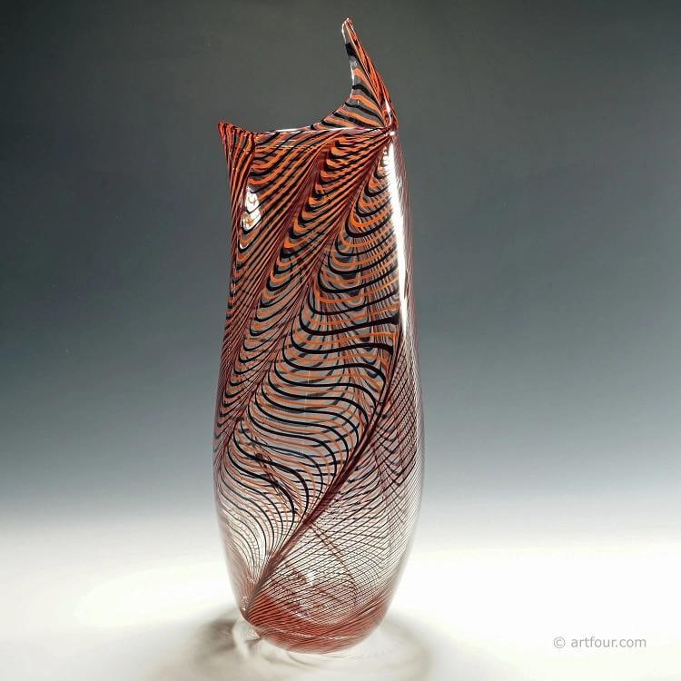 Large Art Glass Vase by Luca Vidal, Murano - 3