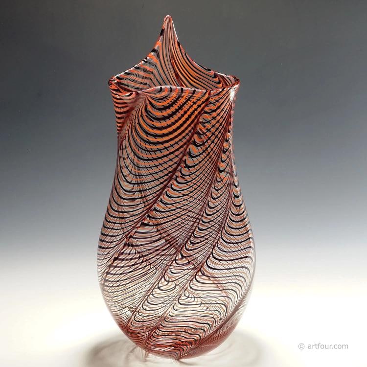 Large Art Glass Vase by Luca Vidal, Murano - 4