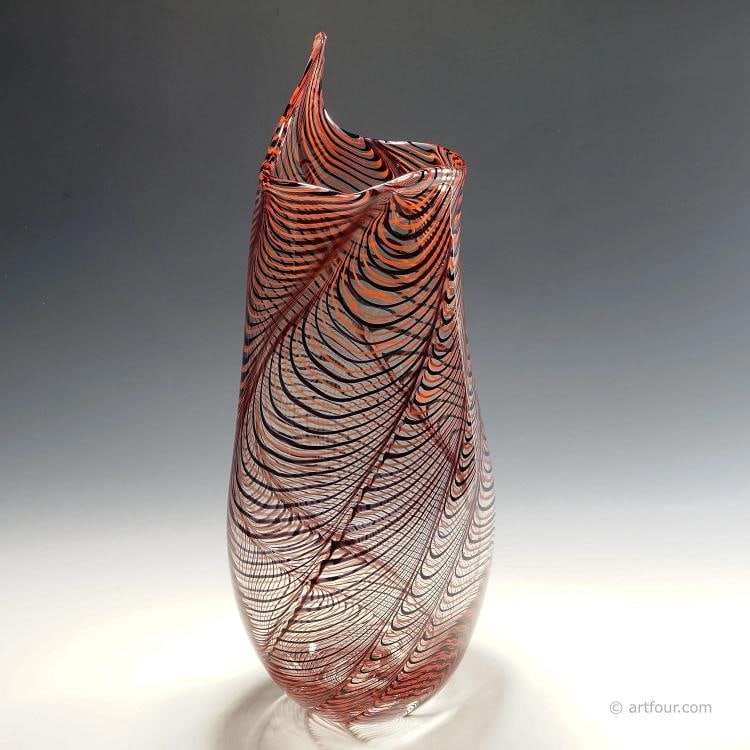 Large Art Glass Vase by Luca Vidal, Murano - 5