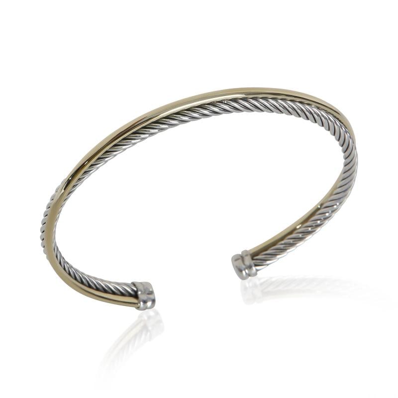 David Yurman Yellow Gold & Sterling Silver Crossover Bracelet - 4