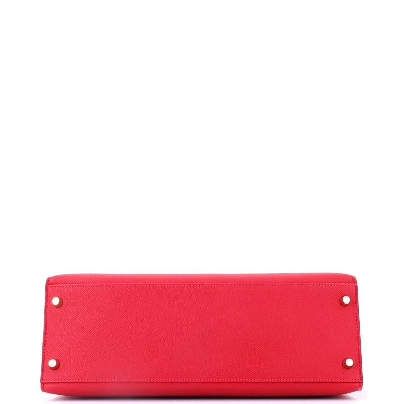Hermes Kelly Handbag Red Epsom with Gold Hardware 32 - 5