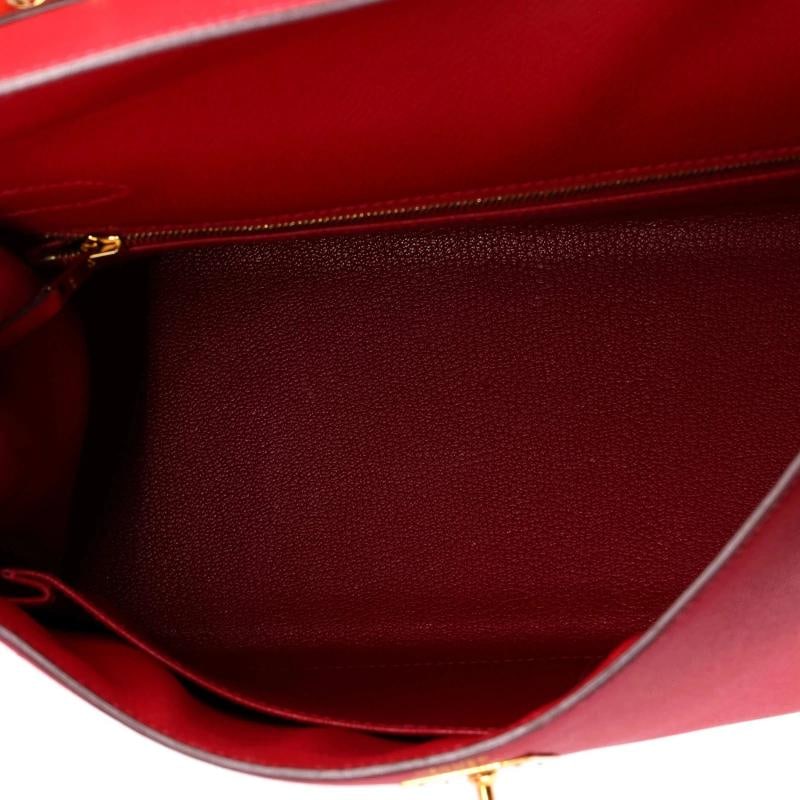 Hermes Kelly Handbag Red Epsom with Gold Hardware 32 - 6