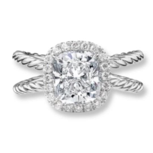 David Yurman Crossover Capri Cushion 1.84 Cts Halo Engagement Ring Platinum GIA - 12